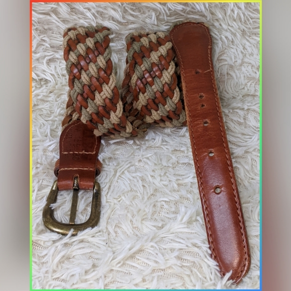 L.L. BEAN Other - VINTAGE L.L. BEAN COLORFUL TWINE & LEATHER BELT